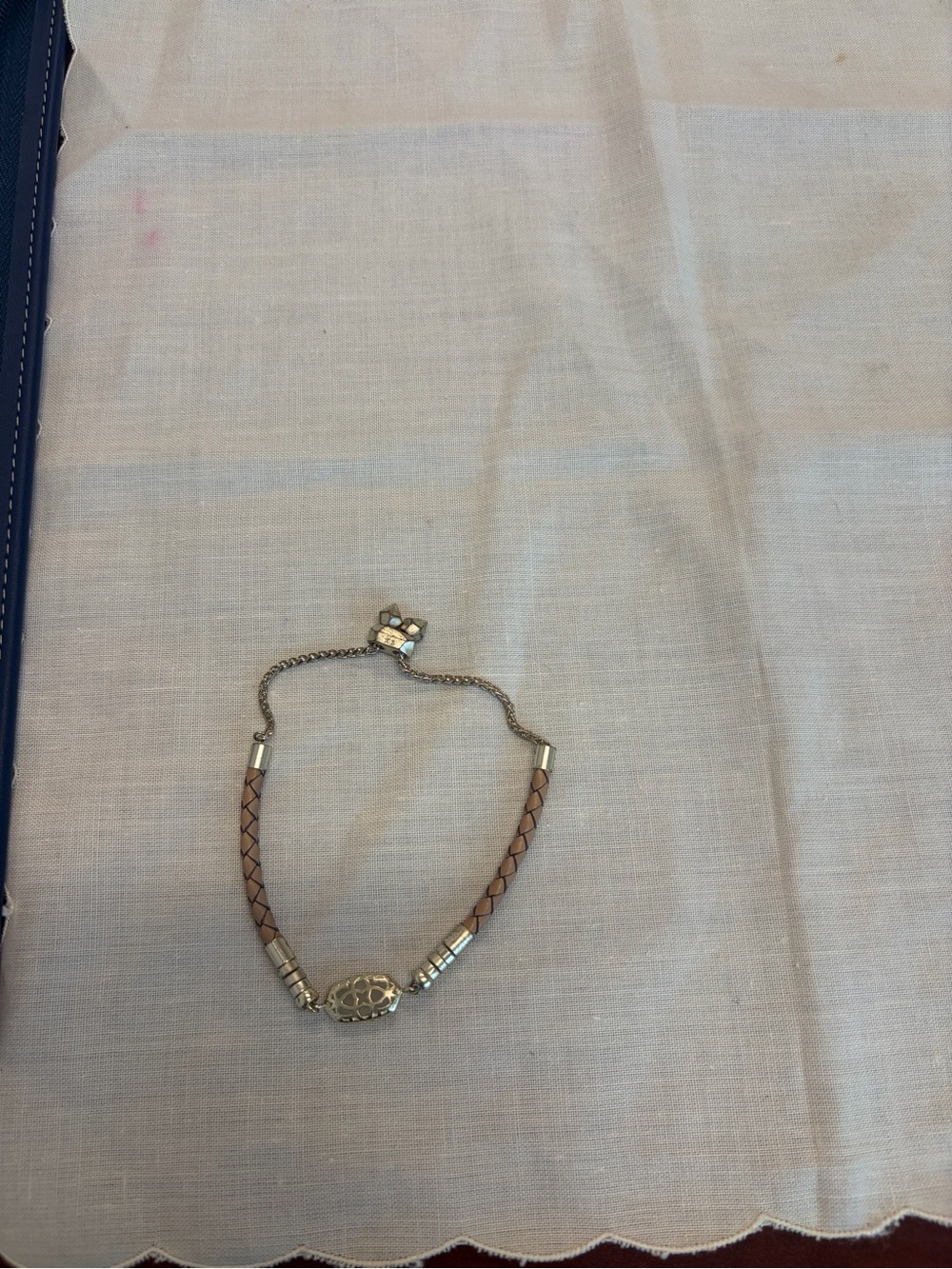 Kendra Scott Adjustable Tan Braided Leather and Gold Accent Women's Bracelet - Picture 2 of 5